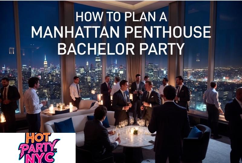 Manhattan penthouse bachelor party with luxury skyline view in New York City