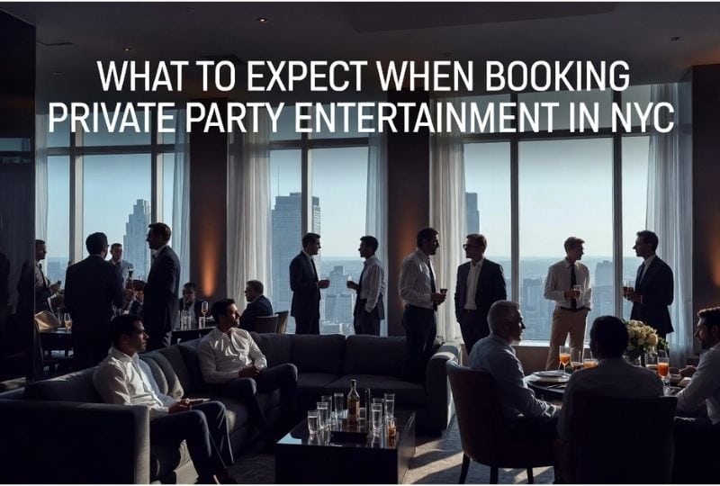 Private NYC penthouse party setup with group enjoying relaxed upscale entertainment experience