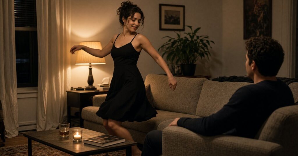 A dancer performs for one guest during a private house call in NYC.